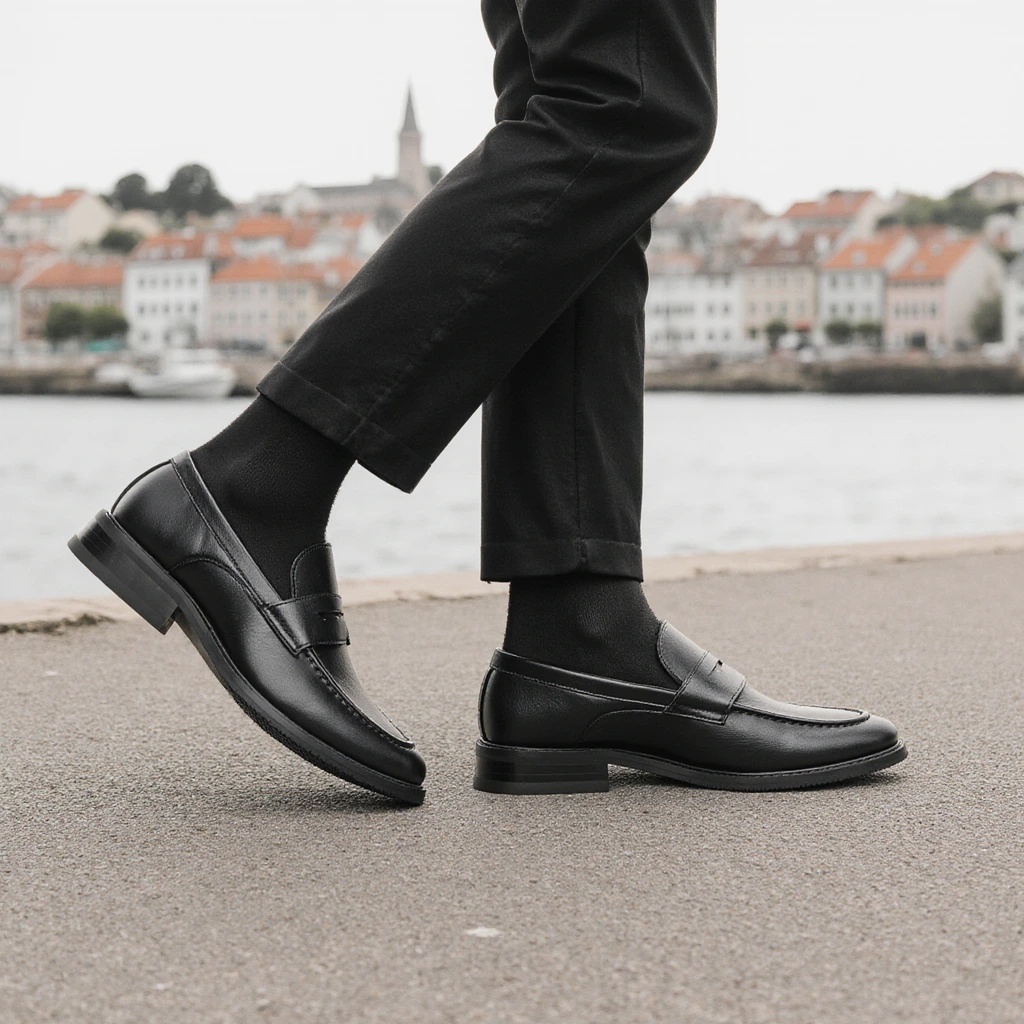 Men Shoes Boss - Sapatos Clássicos de Couro Preto para