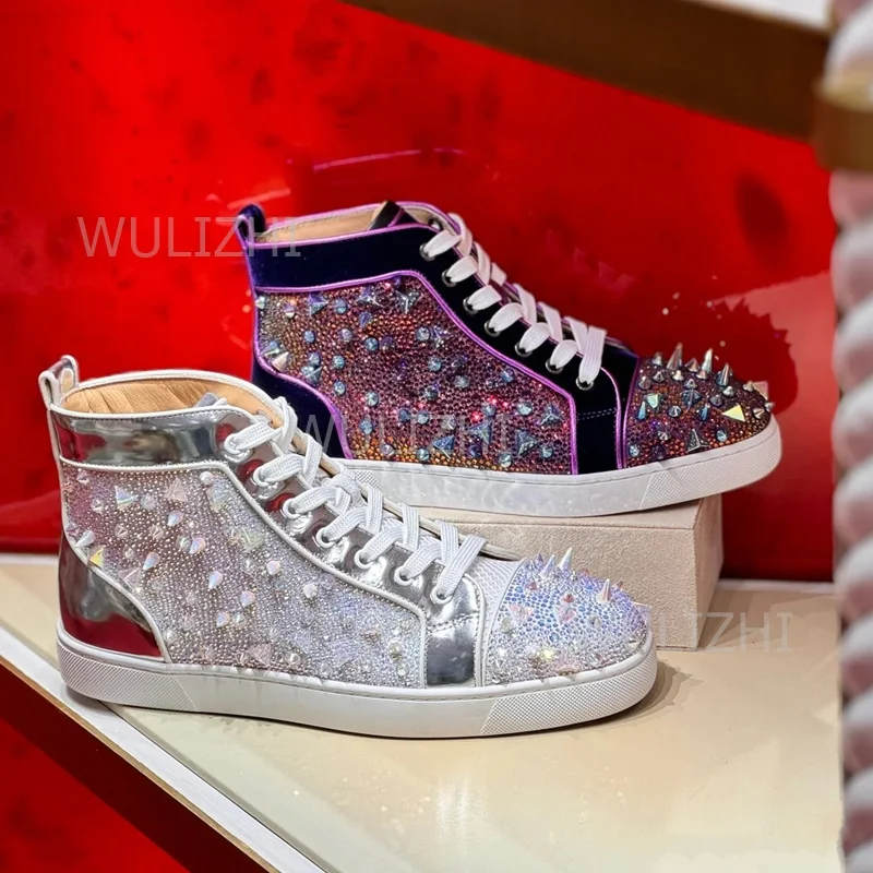 Men Shoes Boss - Tênis Masculino Roxo Escuro com Rebites