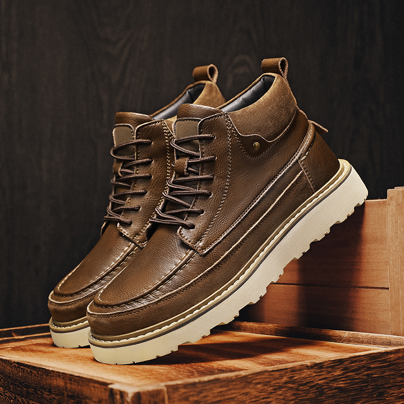 Men'S Shoes No Laces - Botas de Trabalho Masculinas Marrom com