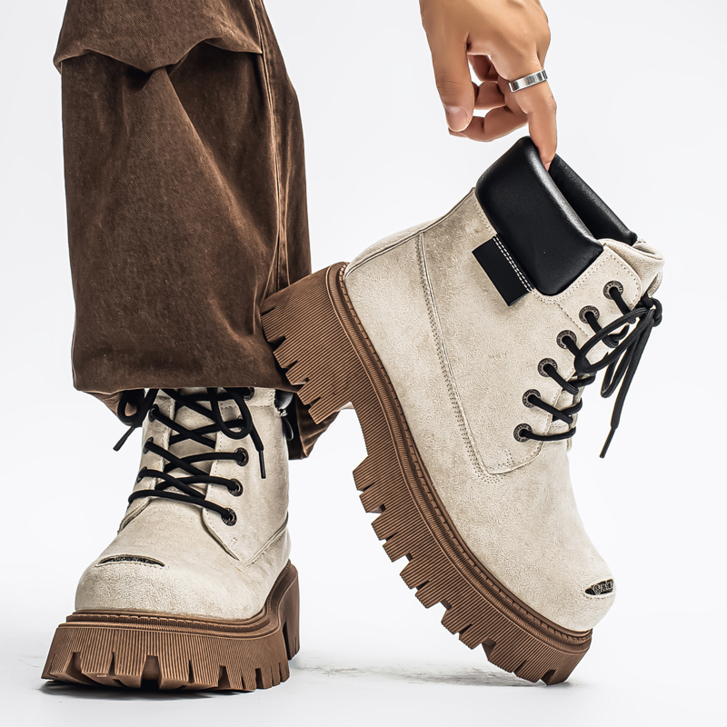 Botas Clássicas de Cano Alto e - Men'S Shoes No Laces avaliação e preço